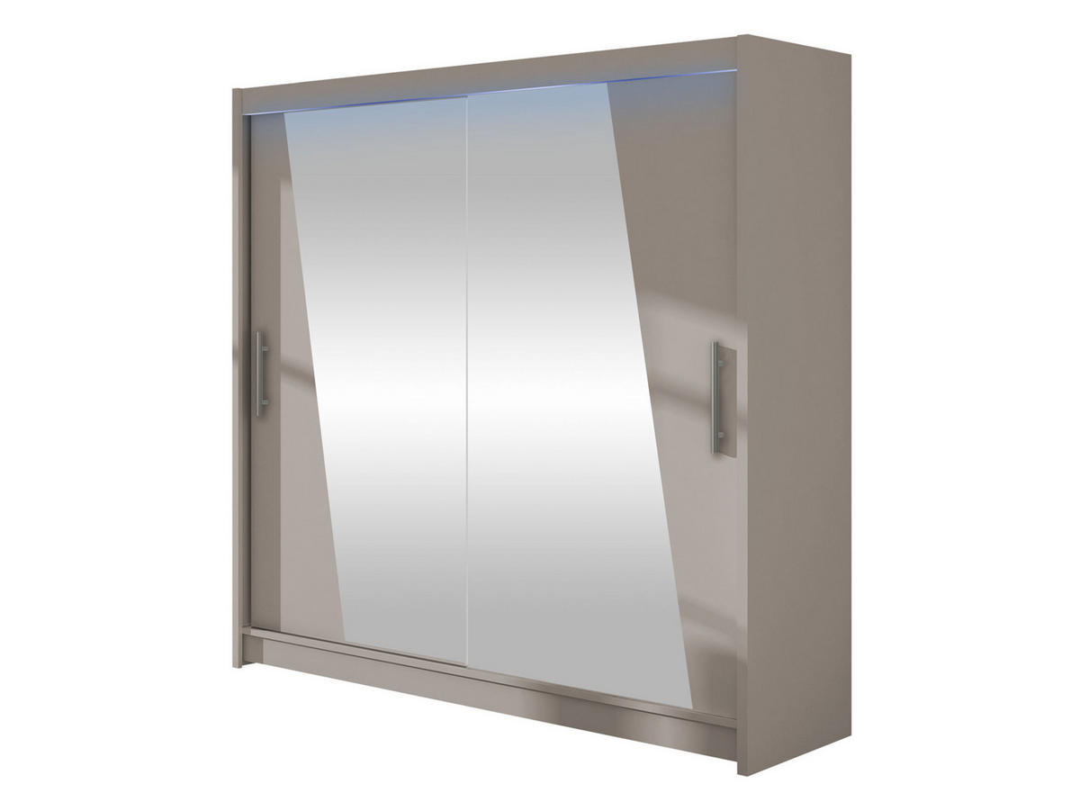 KLEIDERSCHRANK London XIV, mit RGB LED Beleuchtung - Kaschmir/Silberfarben, Holzwerkstoff/Kunststoff (180/215/58cm) - MIRJAN24