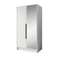 DREHTÜRENSCHRANK Laro mit Spiegel, Weiß mit mit goldenen Griffen, 100 cm - Weiß, Holzwerkstoff (100/200/51cm) - Beautysofa