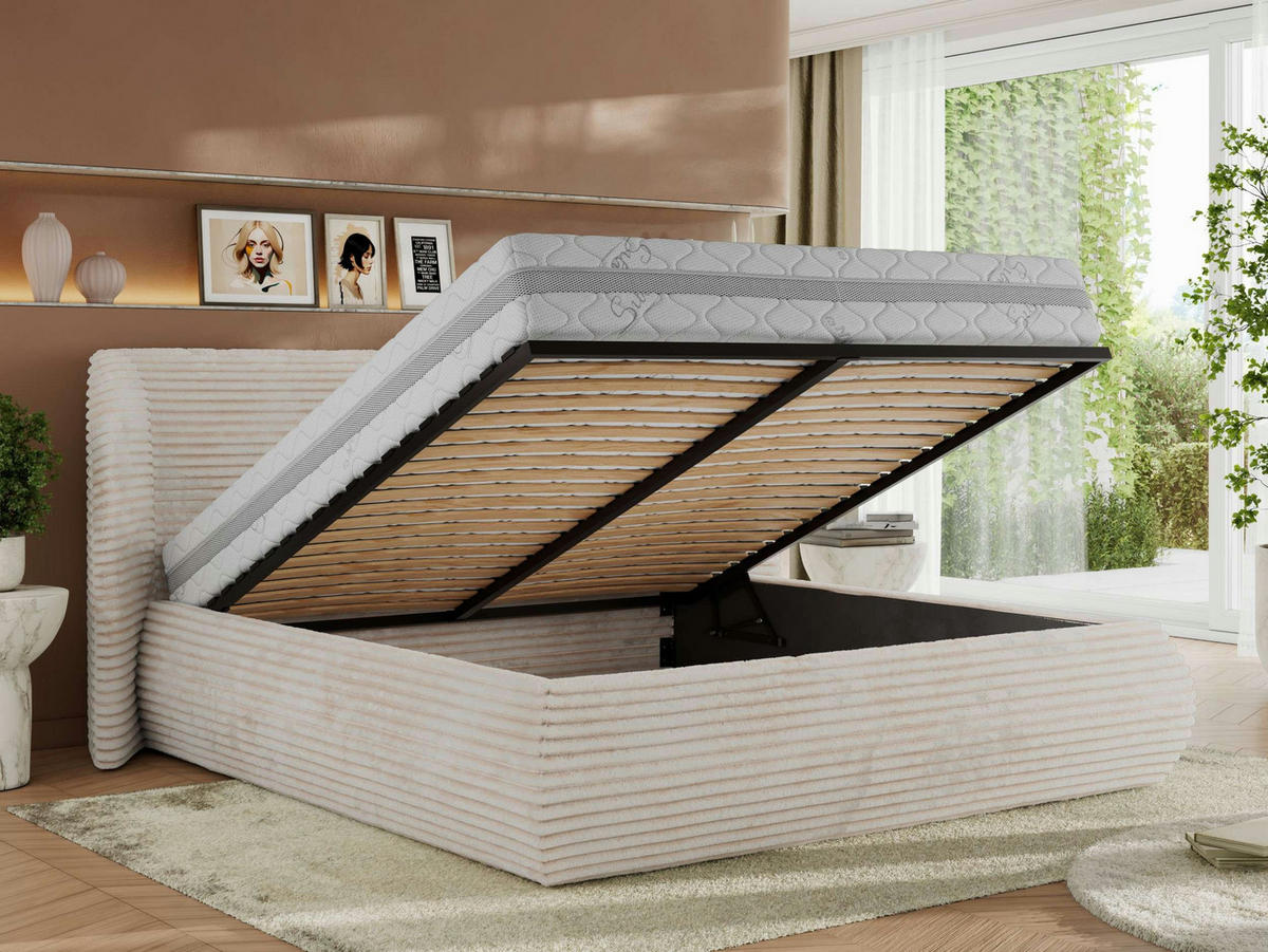 POLSTERBETT CAELA CLASSIC 180/200 - Beige Cord - Beige, Textil (180/200cm) - MKS