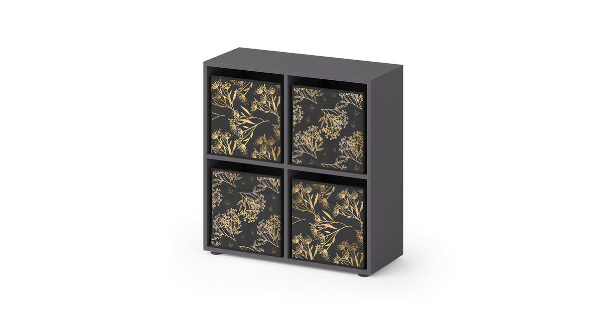 Vicco KOCKASTI PREGRADA Tetra Crna 72.6 x 72 cm s 4 sklopive kutije opt ...