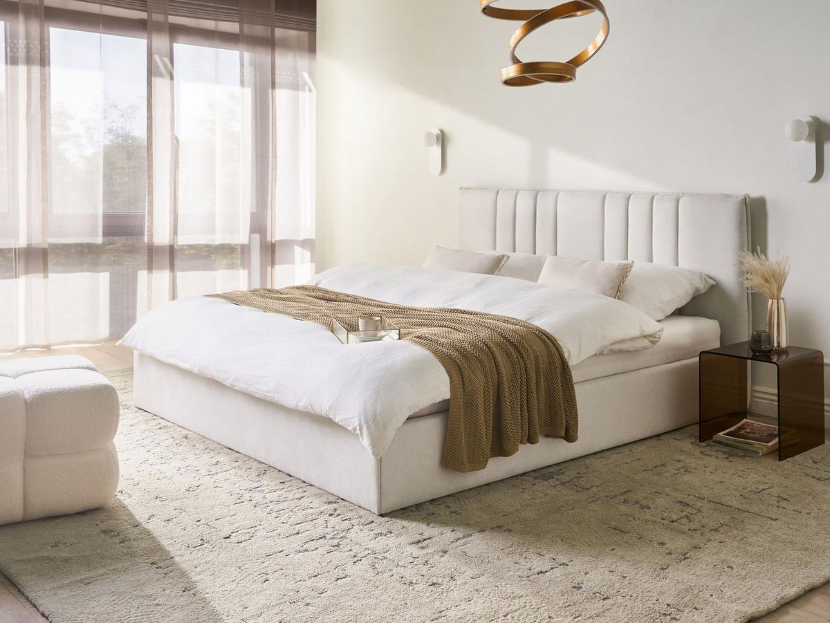 BETT 180/200 cm Hellbeige Tarascon - Beige, Textil (180/200cm) - Beliani