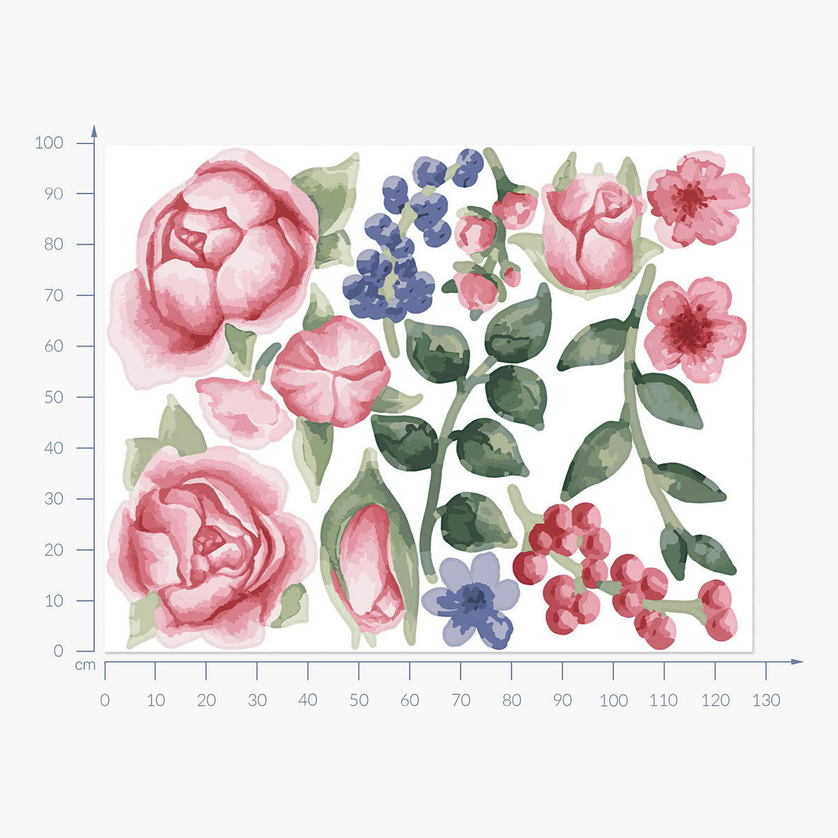 WANDAUFKLEBER 100x128cm - Pfingstrosen - Multicolor, Kunststoff (100/128/0.1cm) - Wallfluent