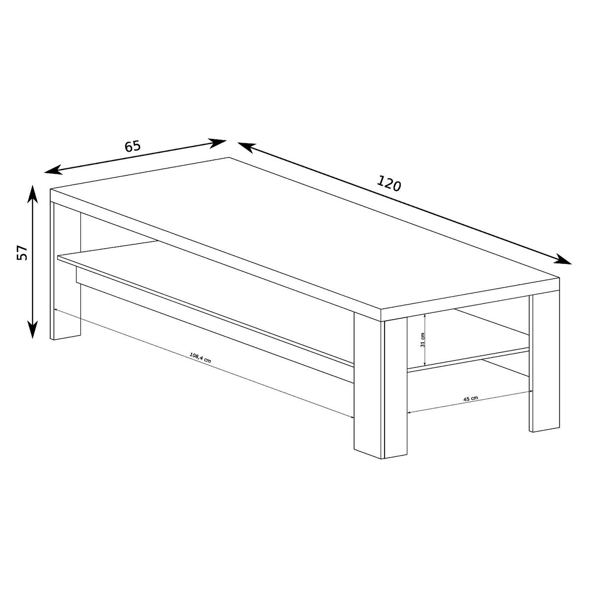 COUCHTISCH BALESTRAND N20 Eingebaute Regale Eiche - Eichefarben, Glas/Holzwerkstoff (65/120/57cm) - Komodee