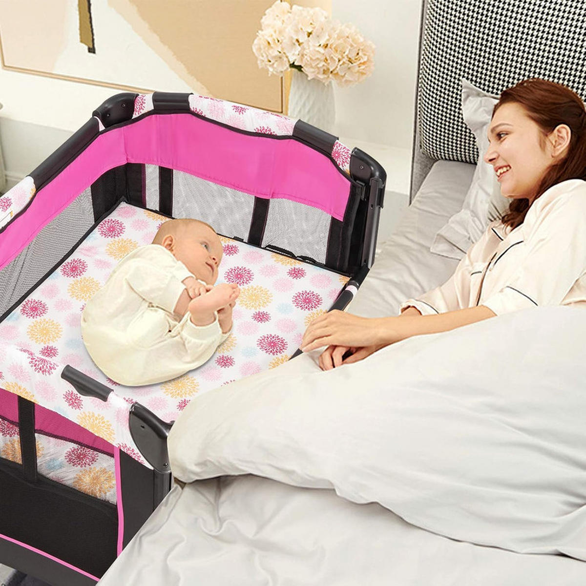 REISEBETT klappbares rot - Rot, Textil - COSTWAY