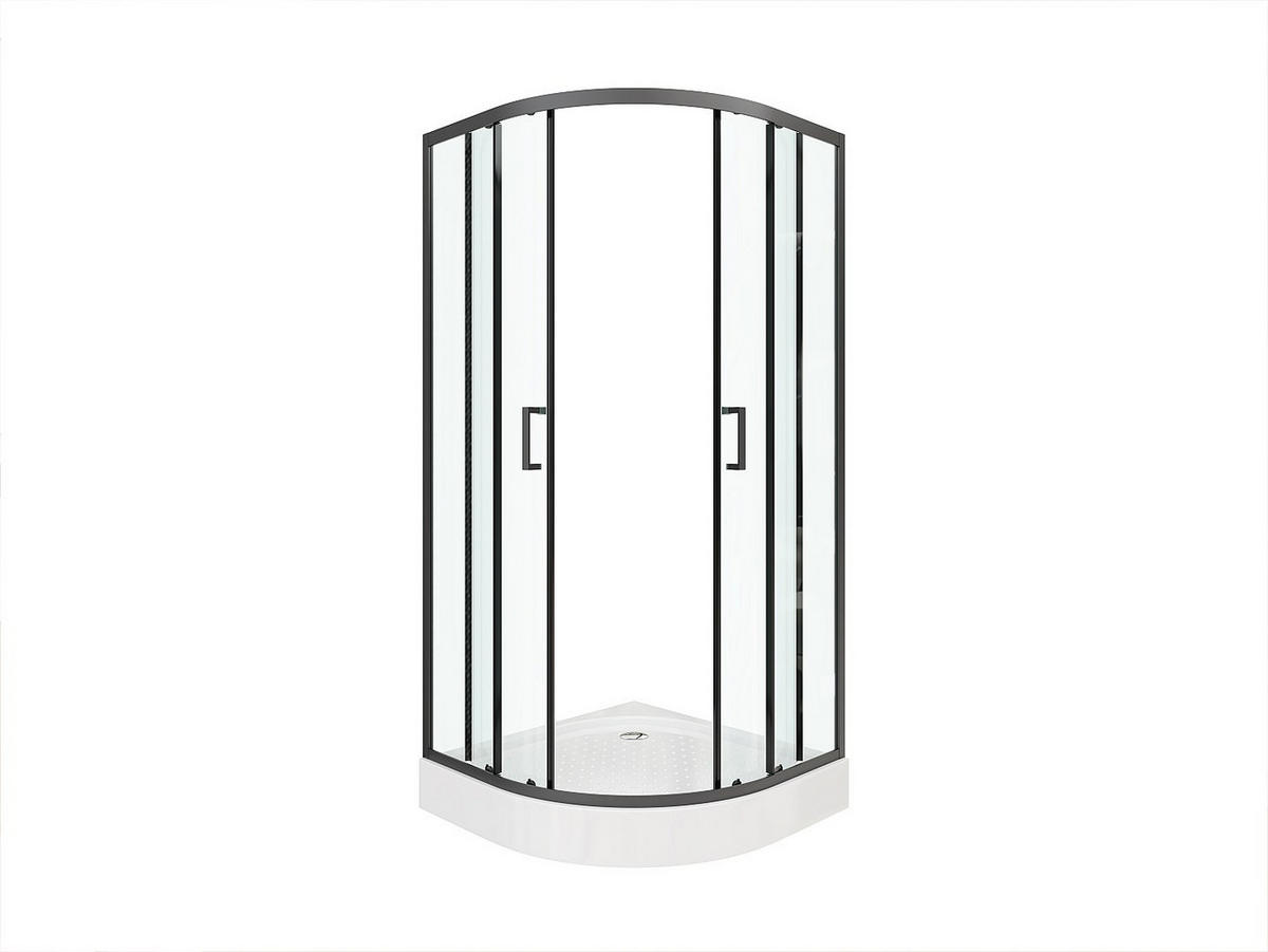 DUSCHTRENNWAND Seitenwand Eckdusche mit Duschwanne - Schwarz - 90x90x192 cm - SIDOA - Schwarz, Metall (90/192cm) - Vente-Unique