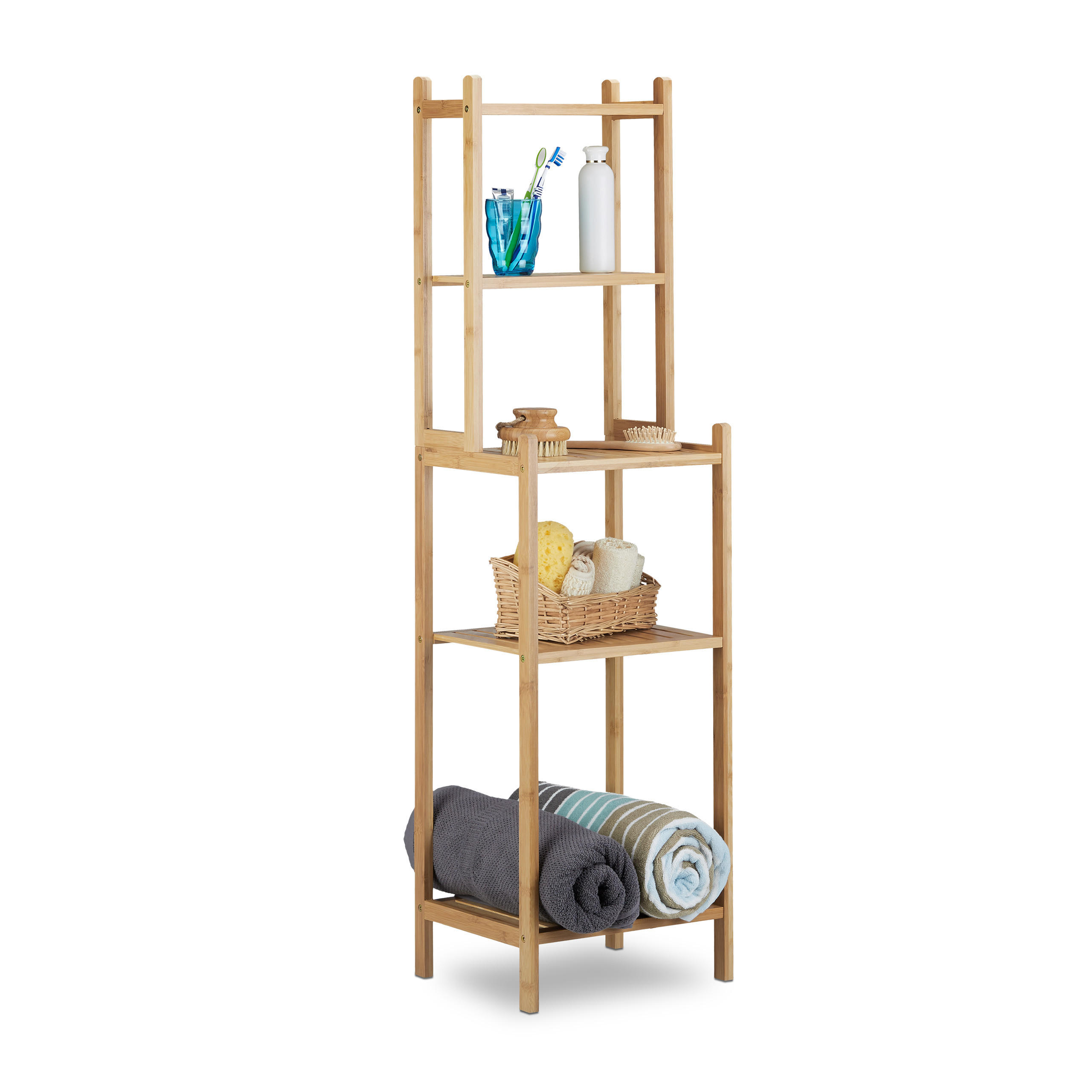 BADREGAL - Hellbraun, Holz (33/121/28cm) - Relaxdays