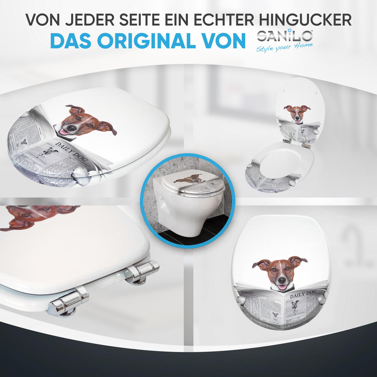 WC-SITZ mit Absenkautomatik Newspaper - Braun, Holzwerkstoff (38/6/47cm) - Sanilo