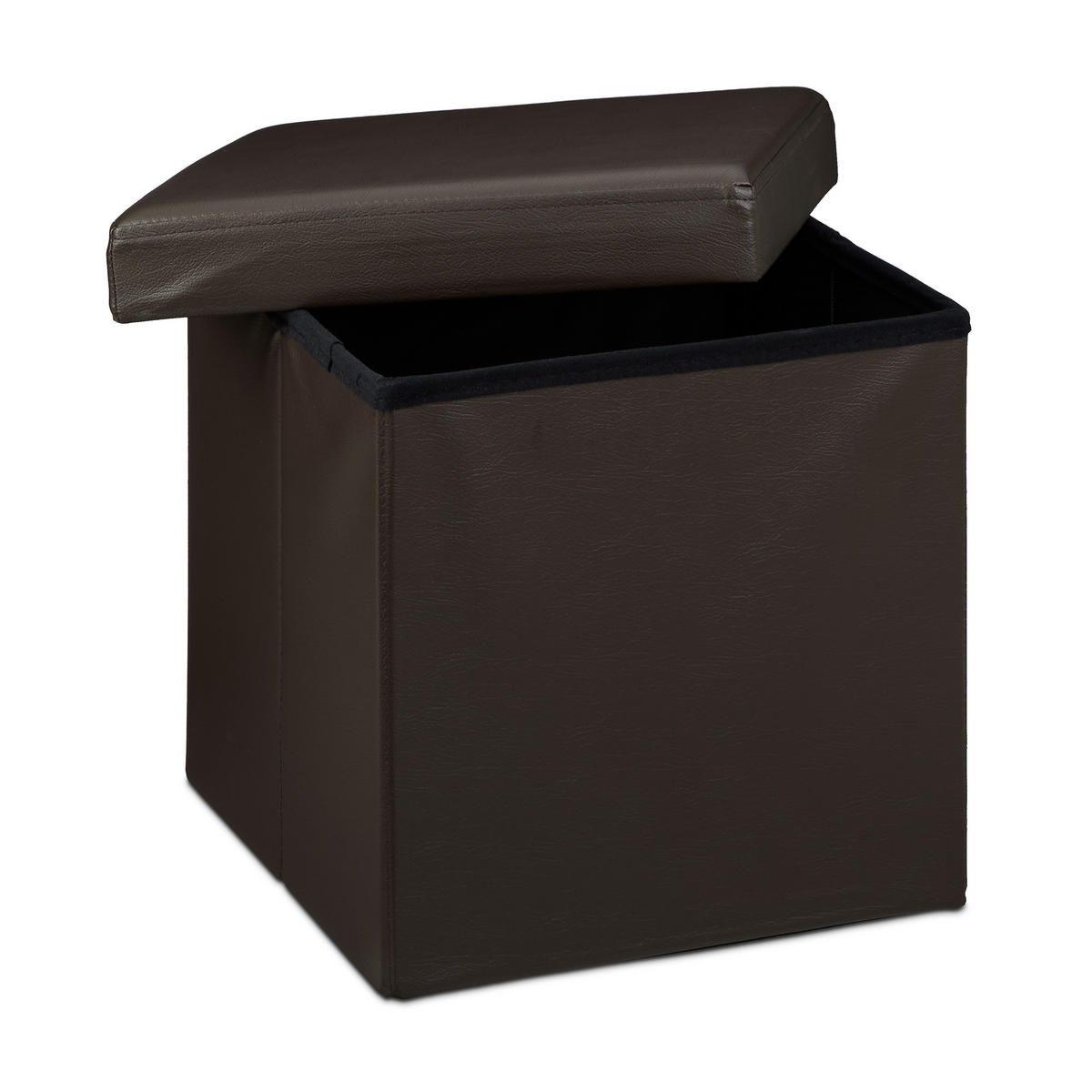 FALTBARER Sitzhocker - Braun, Holzwerkstoff/Kunststoff (38/38/38cm) - Relaxdays