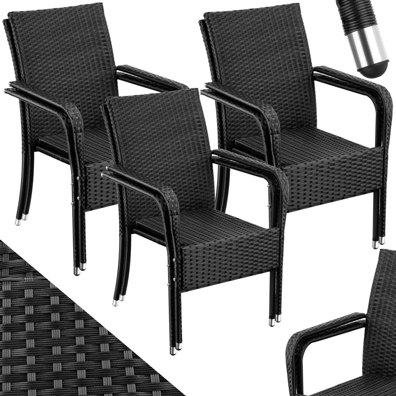RATTANSTUHL 6er SetGirona,58 x 67 x 90 cm, Belastbarkeit 120 kg,schwarz - Schwarz, Kunststoff (58/90/67cm) - tectake
