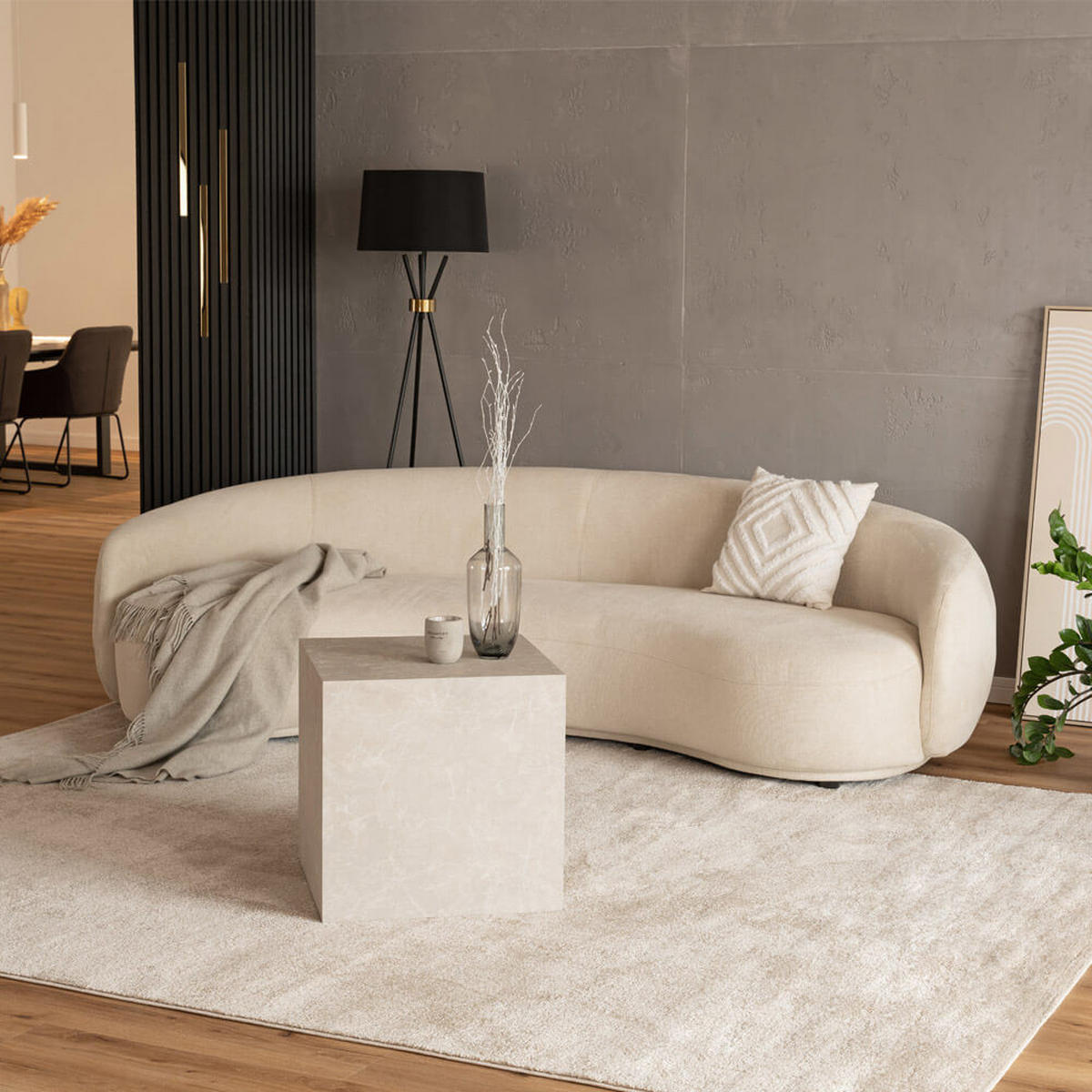SOFA CASARA - Webstoff Beige - Beige, Kunststoff (258/72/128cm) - Home Deluxe