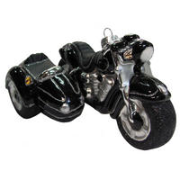 CHRISTBAUMSCHMUCK Motorrad mit Beiwagen Schwarz 14cm (Glas / 1 Stk.) - Schwarz, Glas (9/8/14cm) - Krebs Glas Lauscha