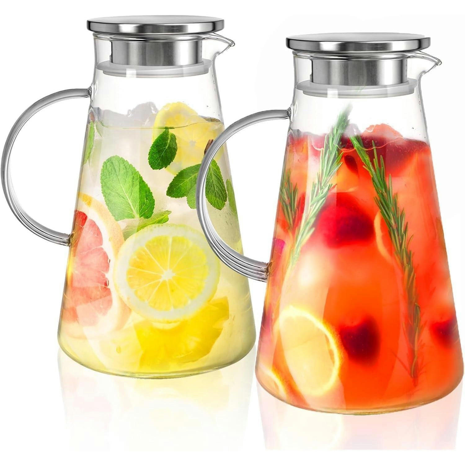 GLASKARAFFE 2 Liter mit Edelstahl Deckel - Multicolor, Glas (14.5/23cm)