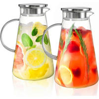 GLASKARAFFE 2 Liter mit Edelstahl Deckel - Multicolor, Glas (14.5/23cm)