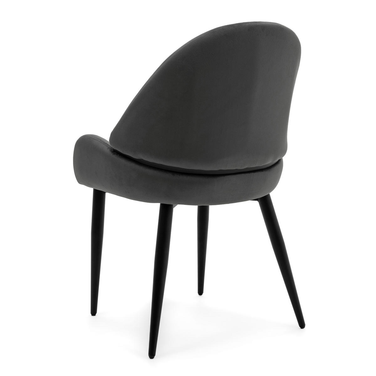 STUHL BERGAMO gepolsterter mit Steppung - grau - Samt Velour - Schwarz/Grau, Textil/Metall (56/91/61cm) - NEW HOME