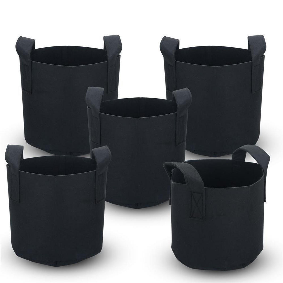 PFLANZSACK Vliesstoff 30/25 cm (5-tlg. Set) - Schwarz, Textil (25/30cm) - Intirilife