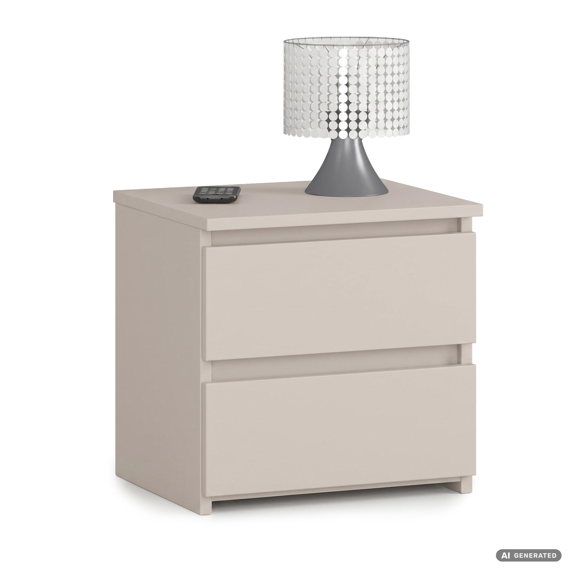 NACHTTISCH CL2 Kaschmir 40 cm 2 Schubladen Front Kaschmir B40xH40xT35 cm - Beige, Holzwerkstoff (40/40/35cm) - Akord