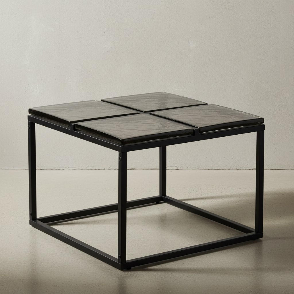 COUCHTISCH Quadratisch in Schwarz aus Glas und Metall, 58x58x43.5 cm - Schwarz, Glas/Metall (58/58/44cm) - KADIMA DESIGN