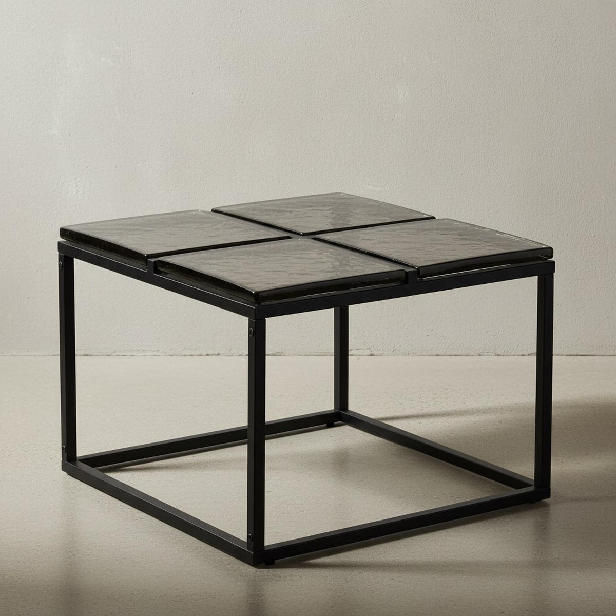 COUCHTISCH Quadratisch in Schwarz aus Glas und Metall, 58x58x43.5 cm - Schwarz, Glas/Metall (58/58/44cm) - KADIMA DESIGN