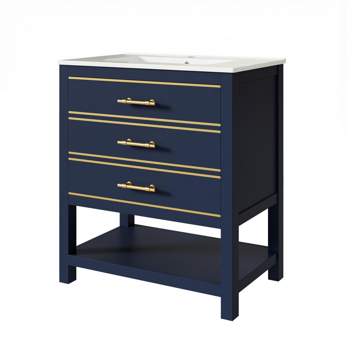 WASCHPLATZ Schwarzblau 76/46,5/86 cm - Schwarz, Holz (76/86/46.5cm) - PANGIVO