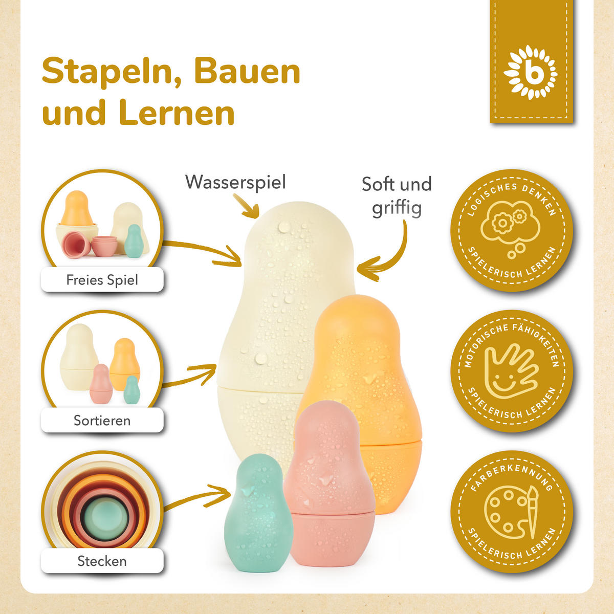 MATROSCHKA Silikon - ab 6 Monate - Multicolor, Kunststoff (65/65cm) - Bieco Spielwaren