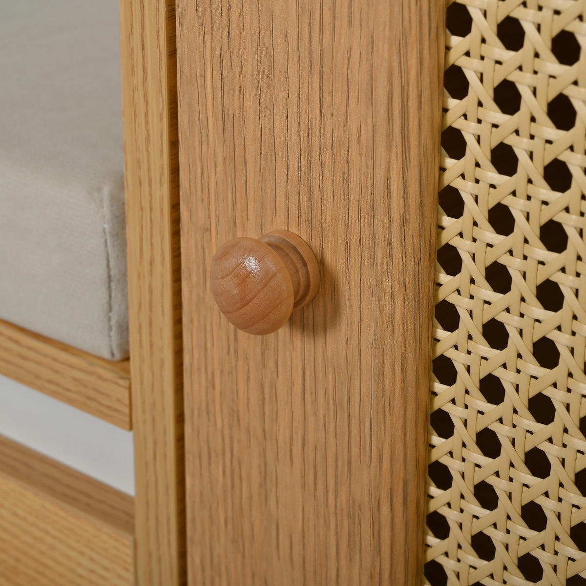 SCHUHSCHRANK aus MDF & Spanplatte 95,5x35x80,5cm in Natur mit Sitzkissen - Naturfarben, Holzwerkstoff (95.5/80.5/35cm) - Modfu