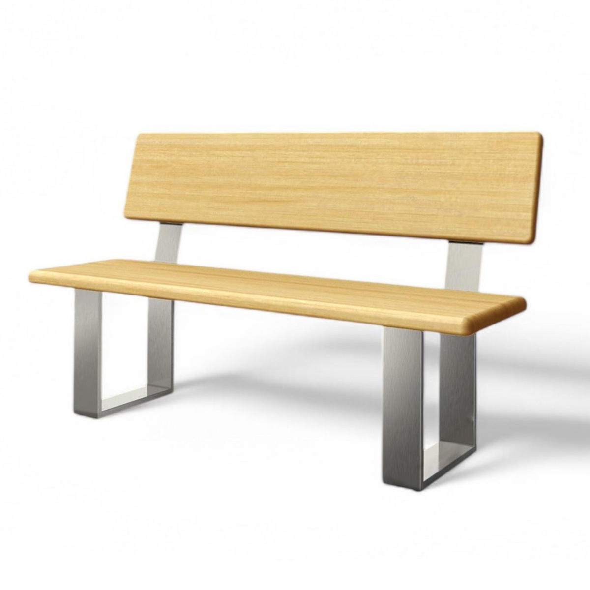 BANKGESTELL mit Lehne 2x aus Edelstahl Silber Bankbeine - Silberfarben, Metall (10/78.5/40cm) - DanDiBo