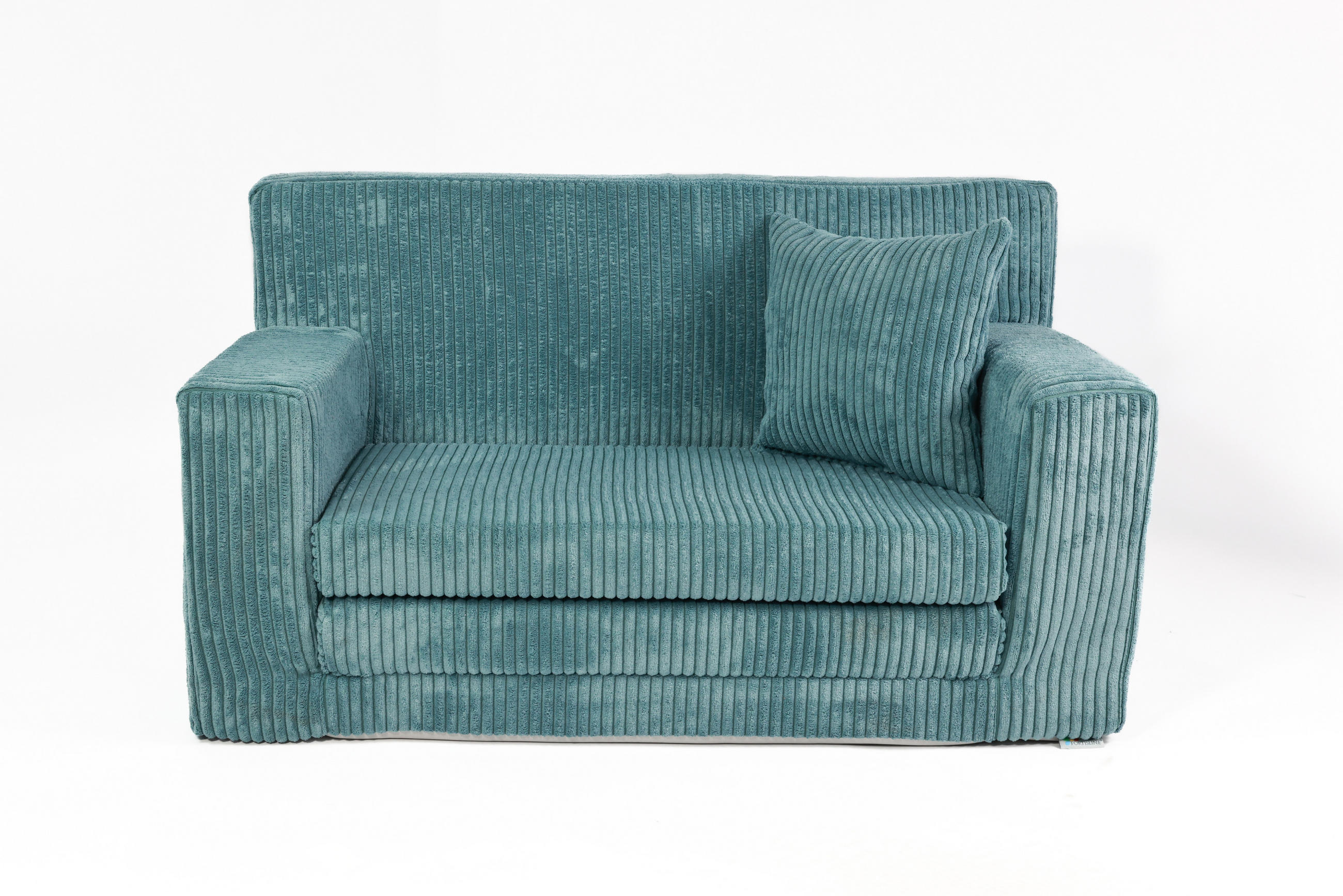 KINDERSOFA aus Kuschel-Cord in Türkis - Türkis, Textil (83/47/43cm) - Fortisline