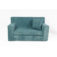 KINDERSOFA aus Kuschel-Cord in Türkis - Türkis, Textil (83/47/43cm) - Fortisline