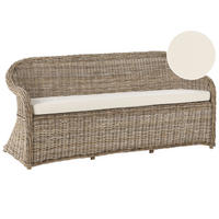 GARTENSOFA 3-Sitzer Naturfarben Susua - Naturfarben/Weiß, Naturmaterialen (189/87/66cm) - Beliani