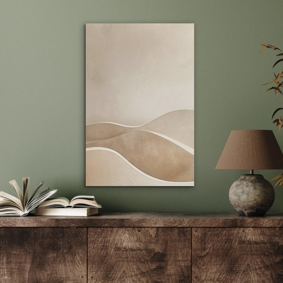 AKUSTIKBILD Beige - Natur - Abstrakt - Modern Kunstdruck Schlafzimmer 50x70 cm - Beige, Kunststoff (50/70/0.9cm) - MuchoWow