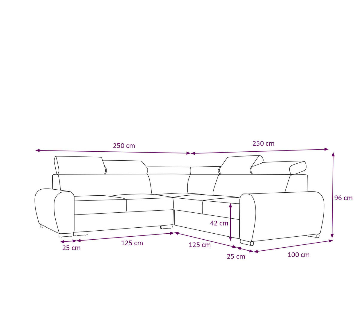 ECKSOFA APOLLO KN09, Eckcouch in L-Form mit Schlaffunktion, Farbe: Weiß, Kunstleder, Ottomane Rechts - Weiß, Textil (255/255cm) - O-Sofa