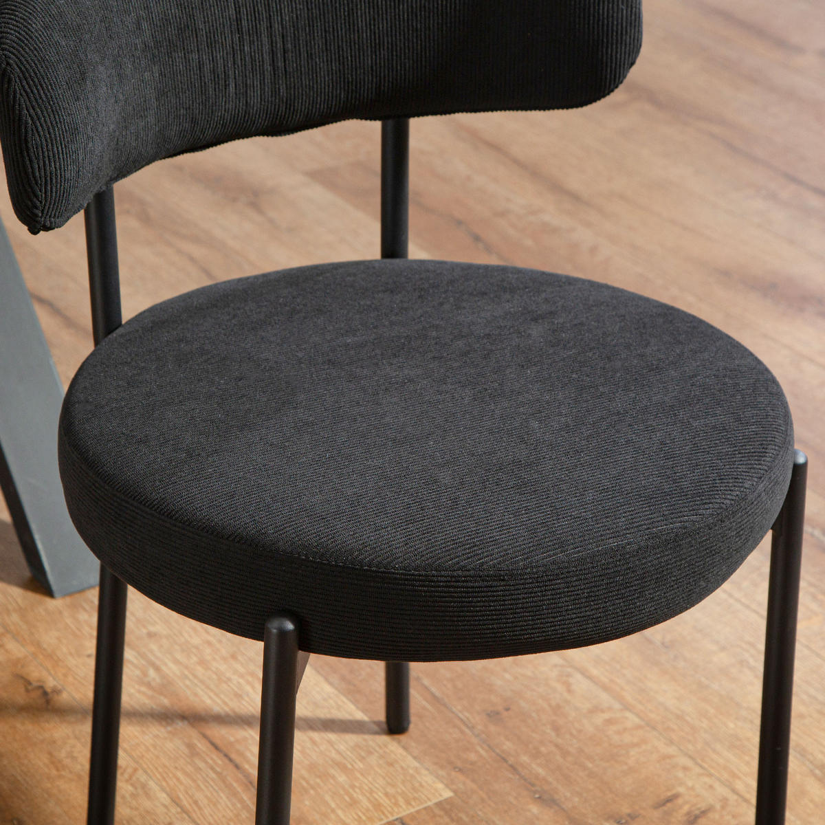 ESSZIMMERSTÜHLE 4er-Set DE-13337 Bouclé-Stoff Schwarz - Schwarz, Metall (51/76/51cm) - ComfortXL