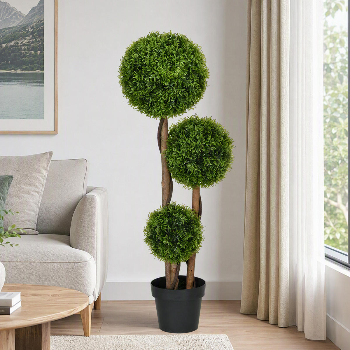 KUNSTPFLANZE PE Grün - Schwarz/Braun, Kunststoff (110cm) - HOMCOM