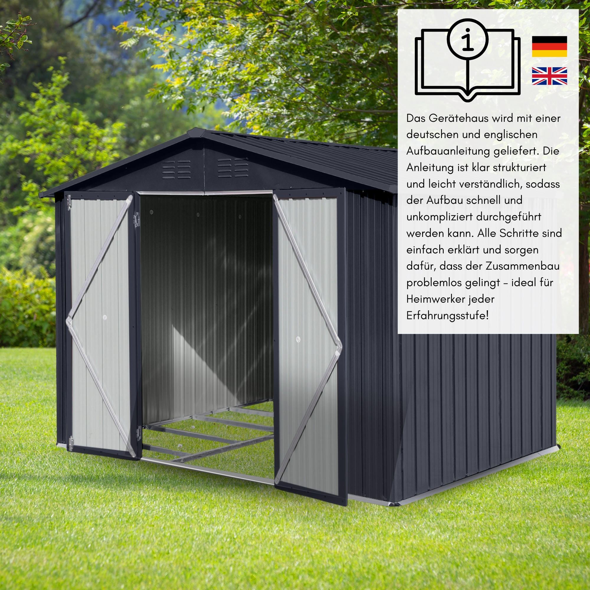 GERÄTEHAUS XL - Anthrazit, Metall (241/192/171cm) - Albatros