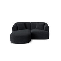 MODULARES-ECKSOFA links Campi aus Cord schwarz 3 Sitzplätze - Schwarz, Textil (156/180cm) - Cosmopolitan Design