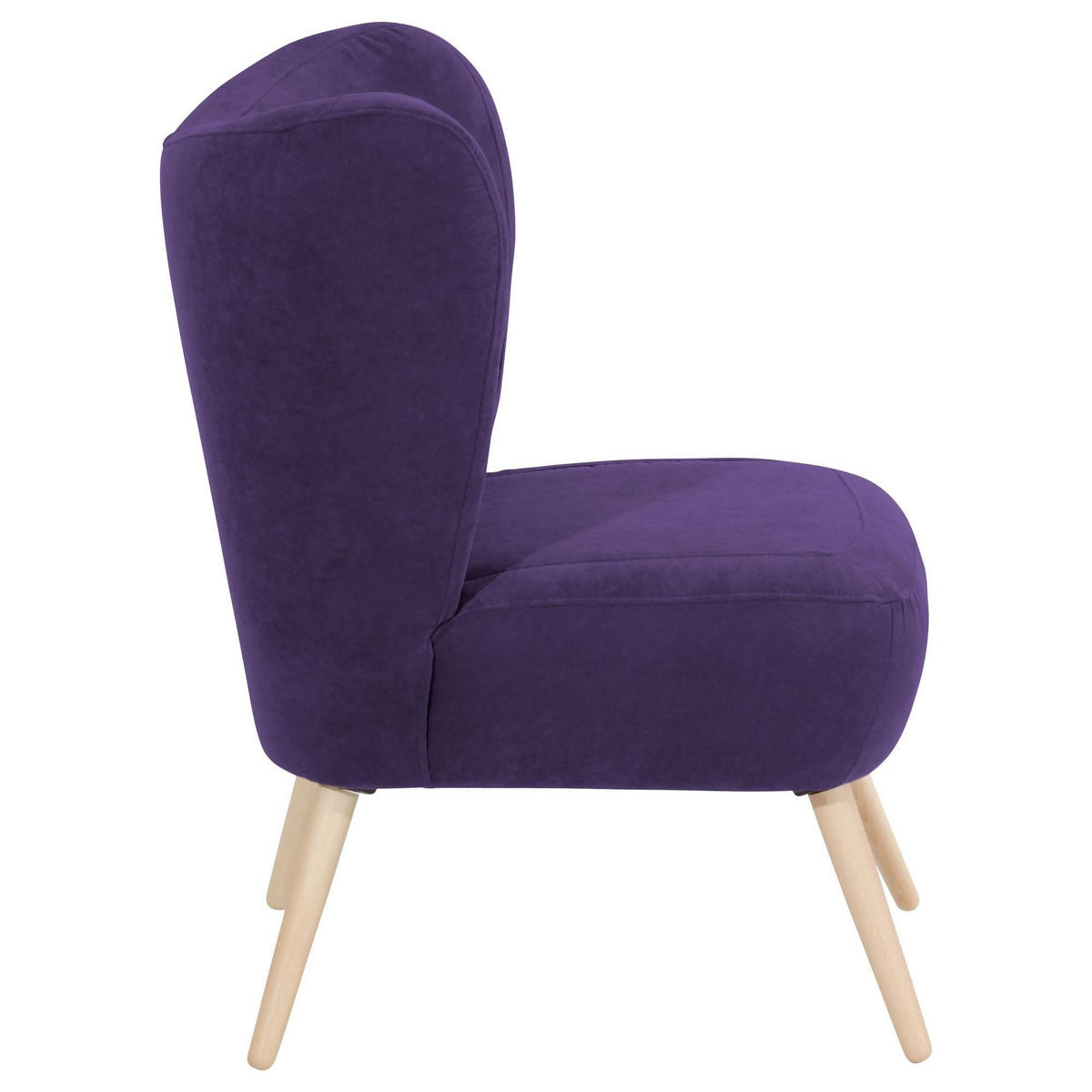 SESSEL Kathy Bezug Veloursstoff Buche natur / violett - Lila, Kunststoff (70/86/69cm) - 58aufmkessel