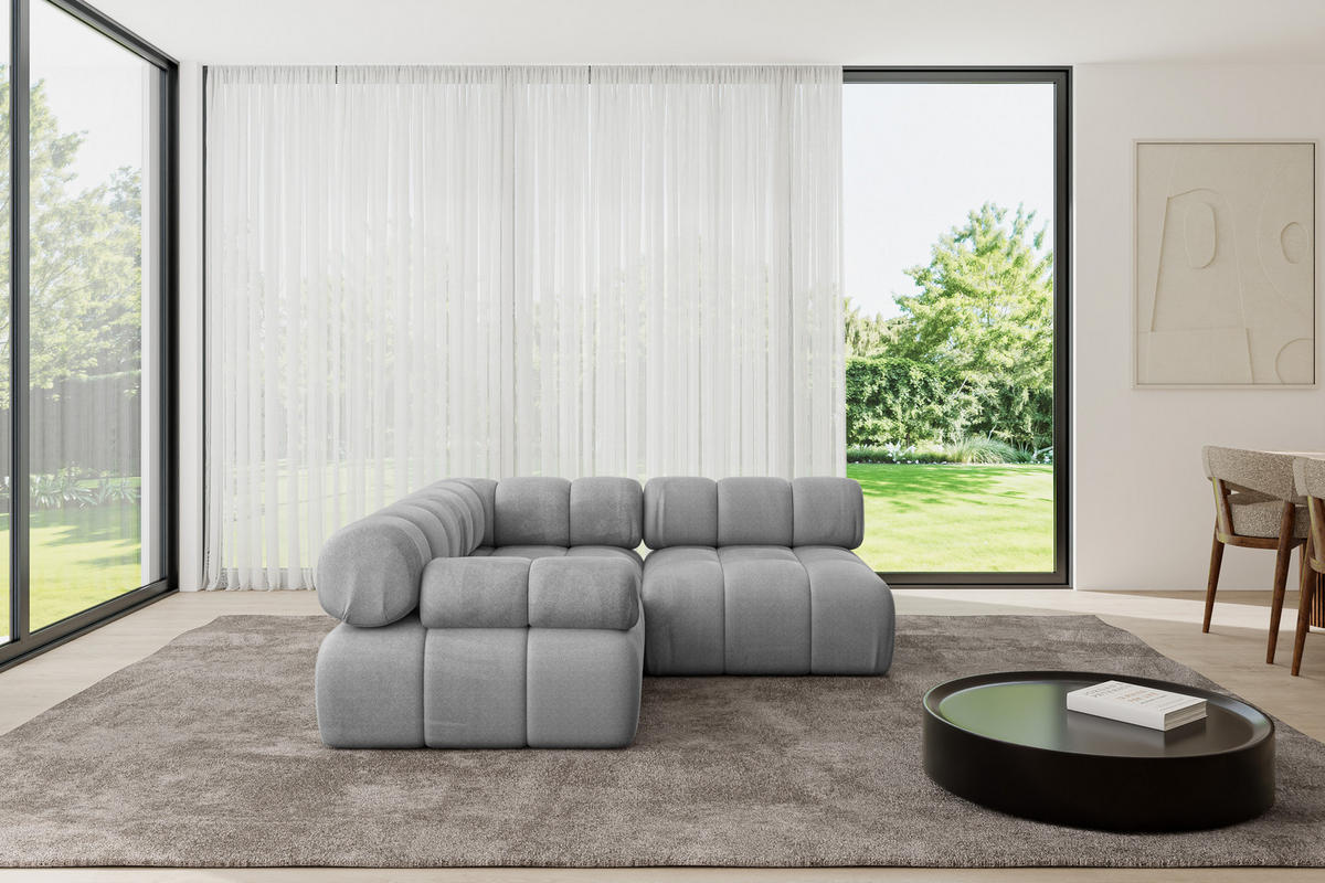 ECKSOFA modulares Sofa Mende-L1 - 190x190x70 cm Hellgrau Velours - Hellgrau, Holzwerkstoff/Textil (190/190cm) - ALTDECOR