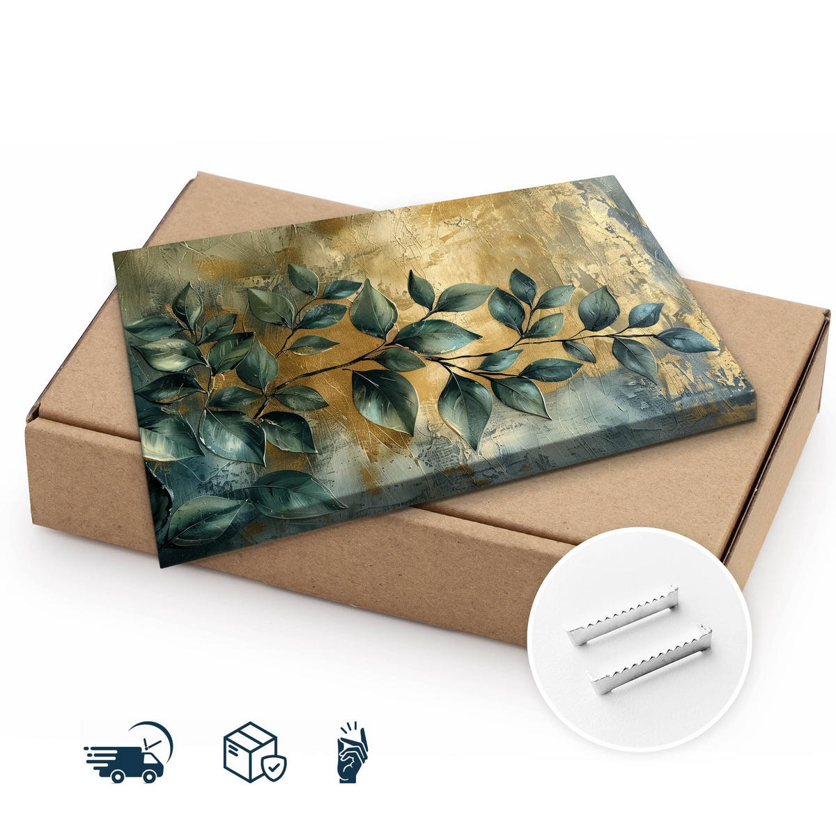 LEINWANDBILD Blätter Pflanzen Malarei Abstraktion 30x20 cm - Beige/Grau, Textil (30/20cm) - Muralo