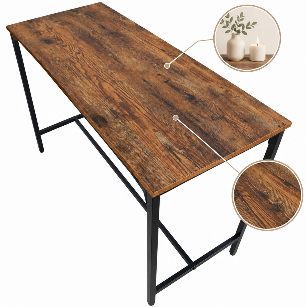 BARTISCH Braun Schwarz 108x50x90 cm Stehtisch Industrial - Schwarz/Braun, Holzwerkstoff/Metall (50/108/90cm) - Begryf