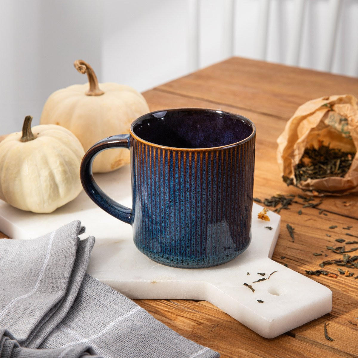 BECHER Casper dunkelblau 0,35 l 6er-Set - Dunkelblau, Keramik (0.35L) - Homla