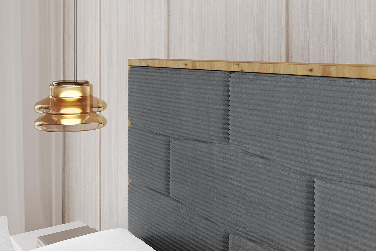 POLSTERBETT mit Bettkasten, Fußteil und Lattenrost, Boxbett mit Matratze H3/H4 - ENZO8-Z 120x200 Dunkelgrau - Anthrazit, Holzwerkstoff/Textil (120/200cm) - ALTDECOR