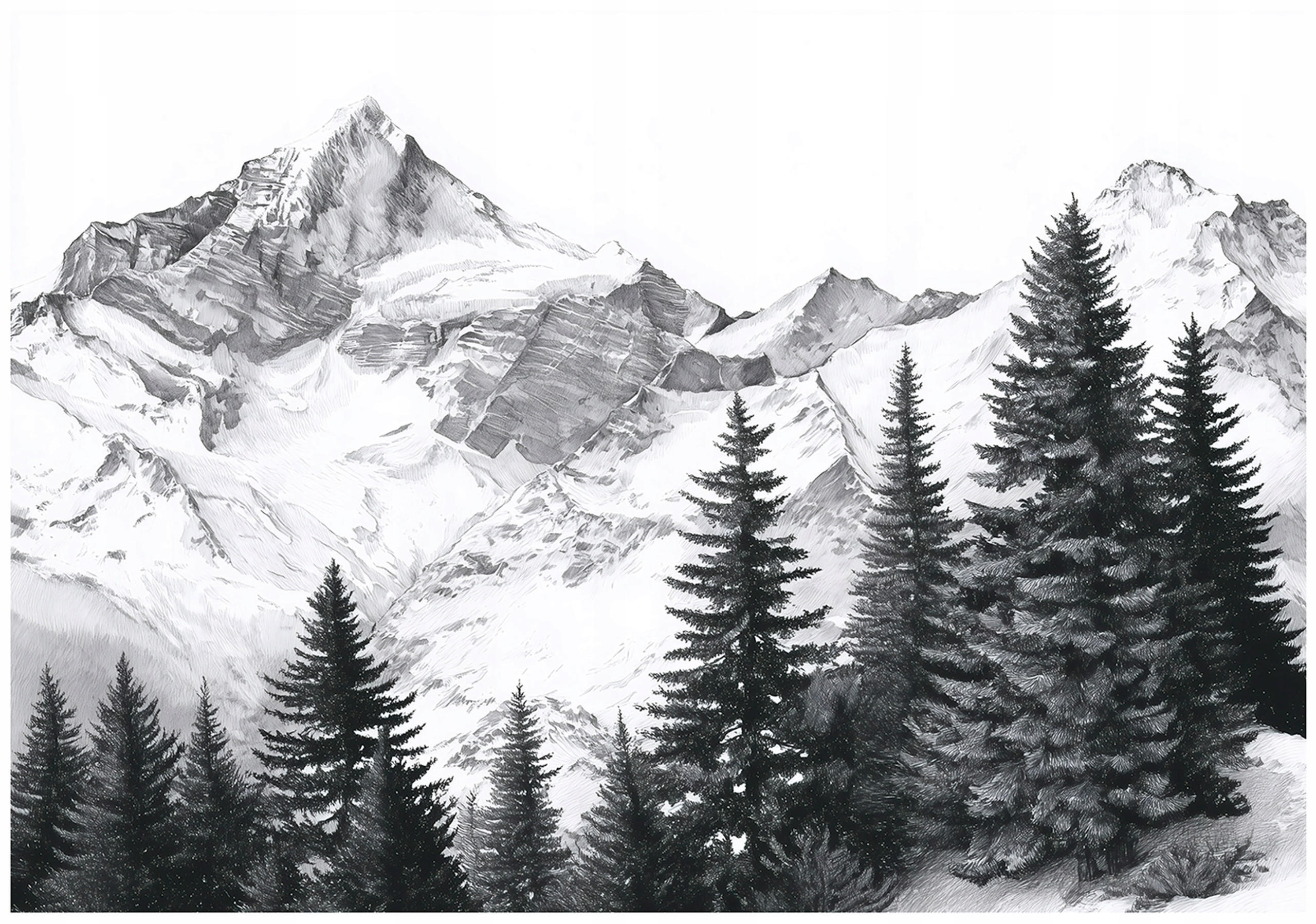 Wallarena FOTOTAPETA: Hory les černobílá 400x280 cm