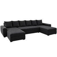WOHNLANDSCHAFT PUMA U-Form 308 cm mit Schlaffunktion, Bettkasten, Kunstleder-Stoff oder Samt, verschiedene Farben - Schwarz, Kunststoff (308/85/140cm) - Wohnideebilder