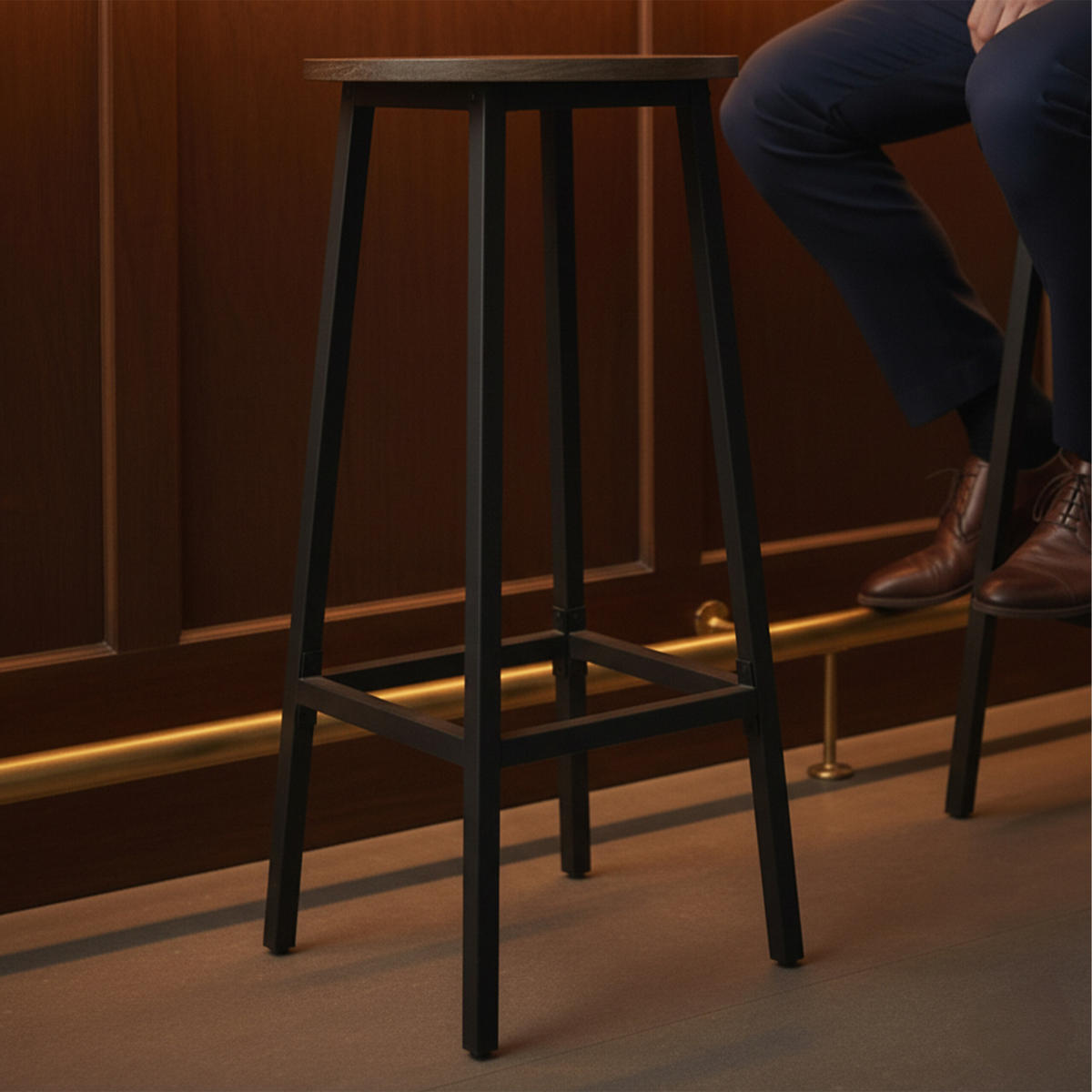 2XBARHOCKER - Multicolor/Schwarz, Holzwerkstoff/Metall (32/65/32cm) - Relaxdays