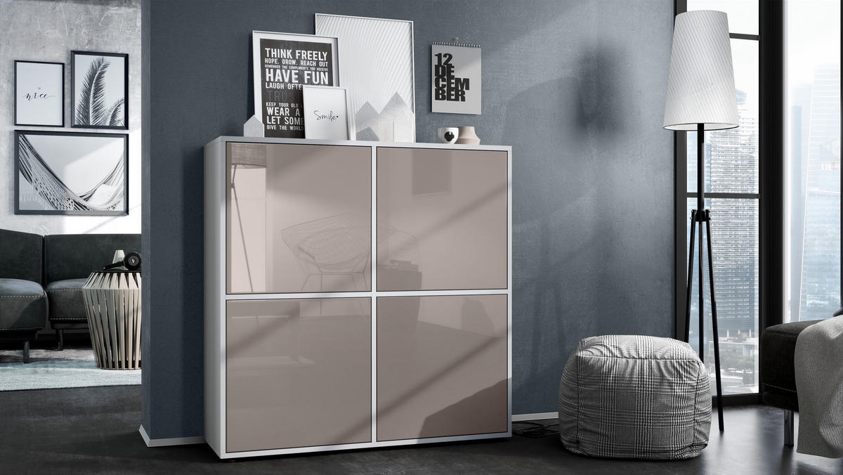 HIGHBOARD Cuba Türen in Sandgrau Hochglanz - Sandfarben, Holzwerkstoff (104/105.5/35.5cm) - Vladon