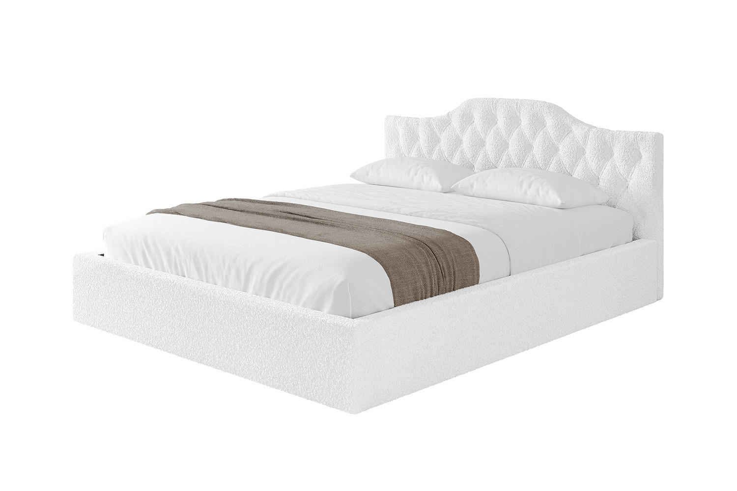 POLSTERBETT mit Bettkasten und Lattenrost, Boxbett ohne Matratze - FALIO-V1 180x200 Weiß - Weiß, Holzwerkstoff/Textil (180/200cm) - ALTDECOR