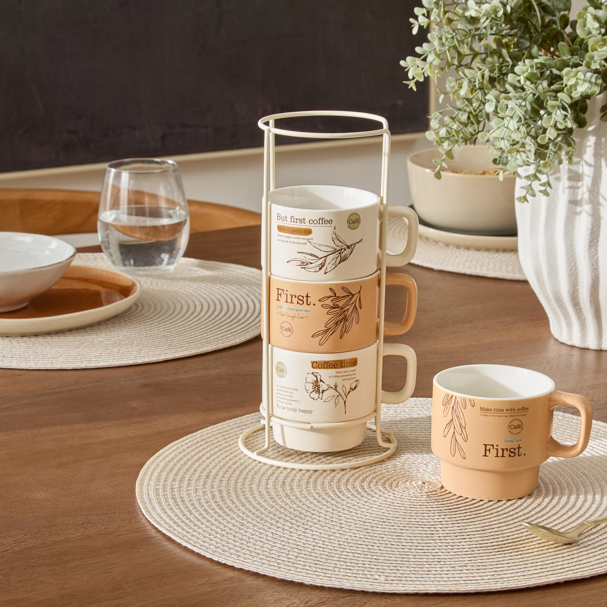 KAFFEEBECHER 4er-Set Wellness Beige 220 ml 12,2/12,2/24 cm - Beige, Keramik (0.22L) - Secret de Gourmet