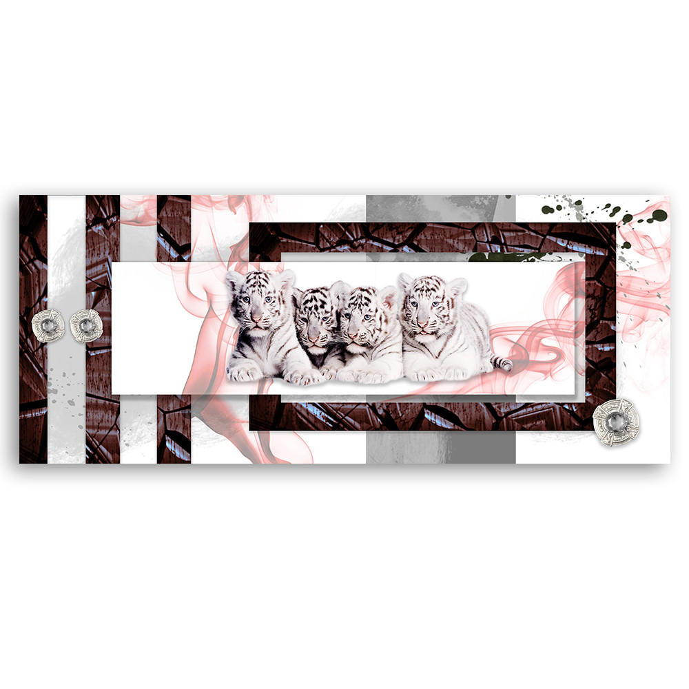 WANDBILD abstrakt mit tigern - Pink, Textil (90/30cm) - Feeby