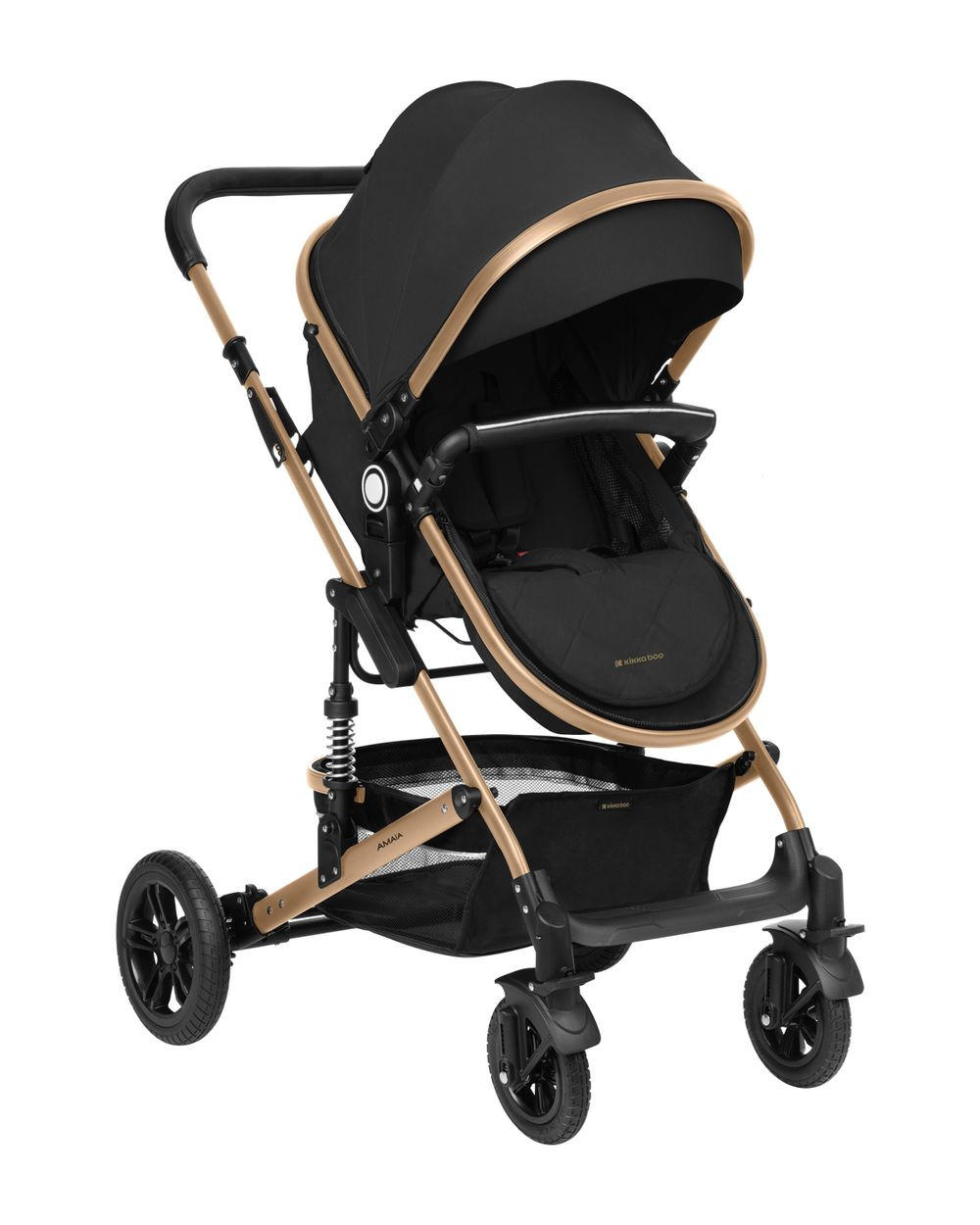 KOMBIKINDERWAGEN Amaia 3 in 1 schwarz Size Babyschale umbaubar Federung Tasche - Schwarz, Metall (86/50/107cm) - Kikka boo