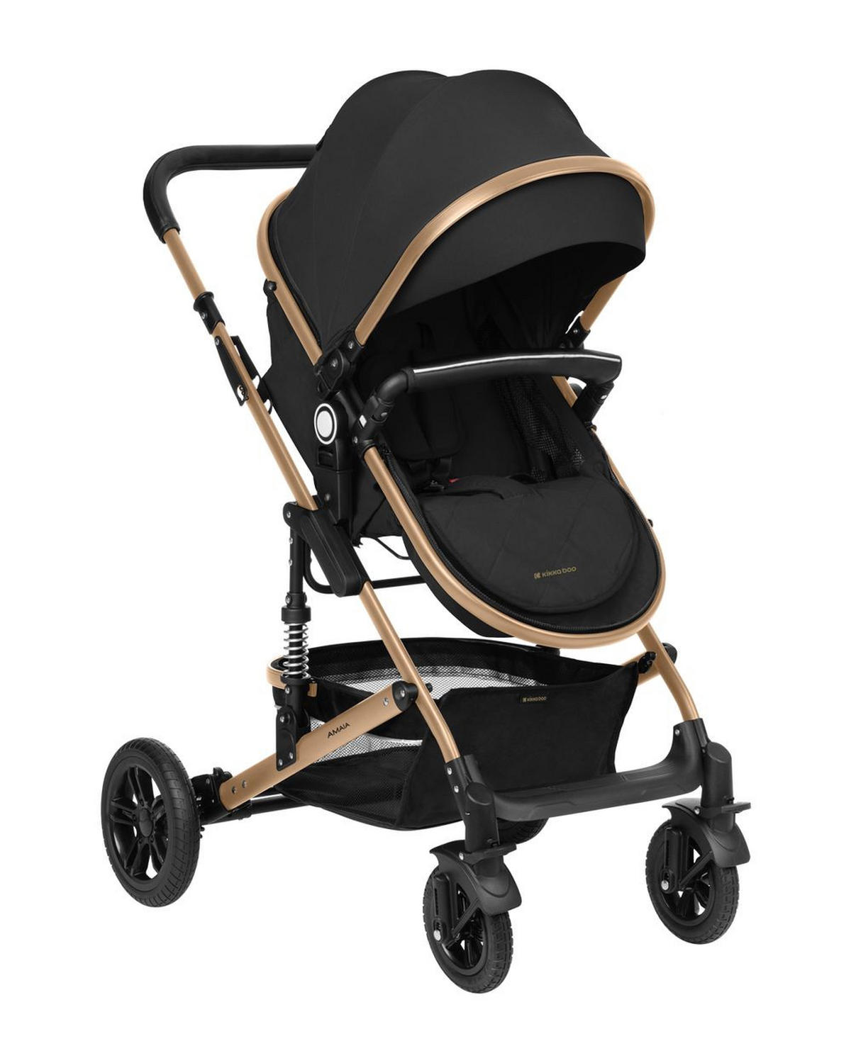KOMBIKINDERWAGEN Amaia 3 in 1 schwarz Size Babyschale umbaubar Federung Tasche - Schwarz, Metall (86/50/107cm) - Kikka boo